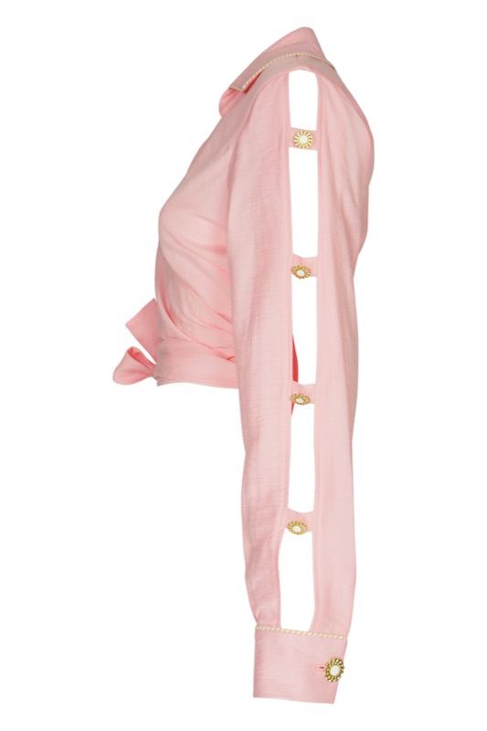 SALE Piped Luxe Wickelbluse Rosa Flash Sale