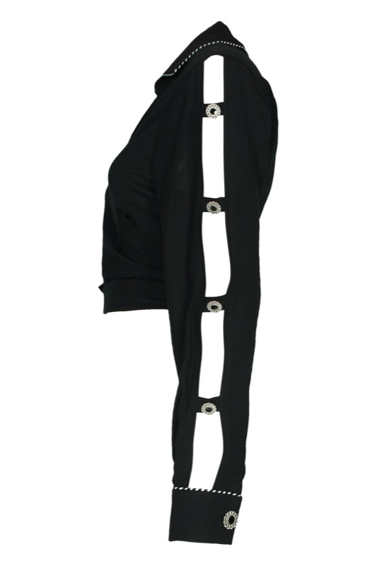 SALE Piped Luxe Wickelbluse schwarz Preisnachlass