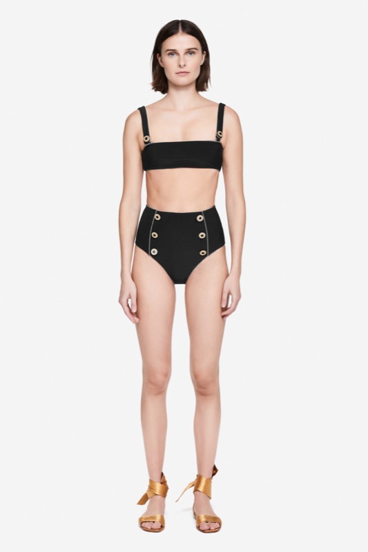 SALE Piped Luxe Strap Bikini schwarz Blitzangebot