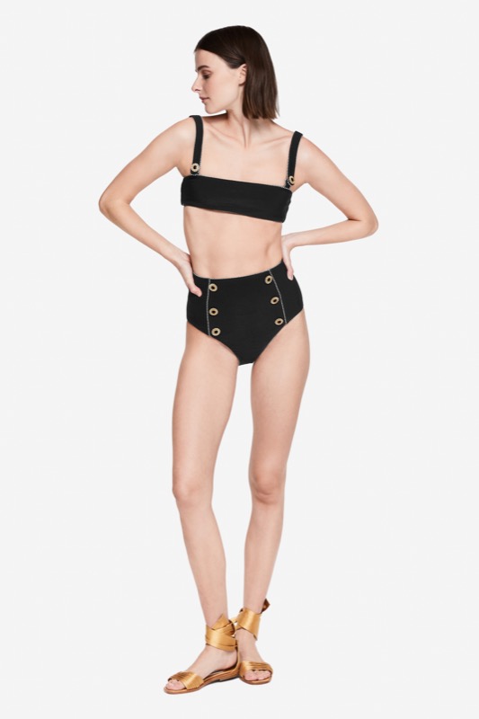 SALE Piped Luxe Strap Bikini schwarz Blitzangebot