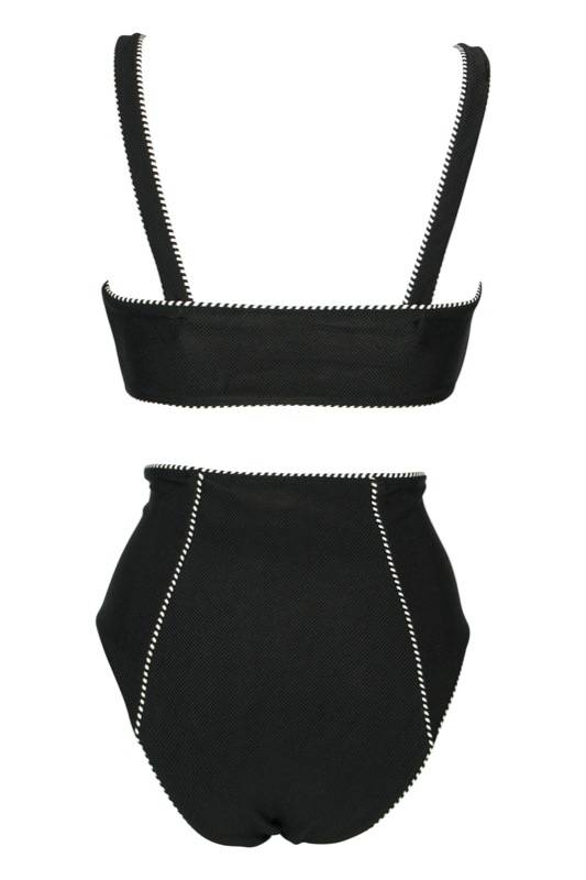 SALE Piped Luxe Strap Bikini schwarz Blitzangebot