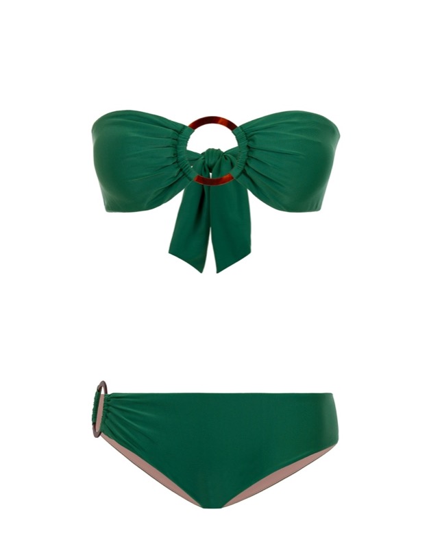 SALE Padded Bandeau Bikini mit Ringen in grün Letzte 3 Tage