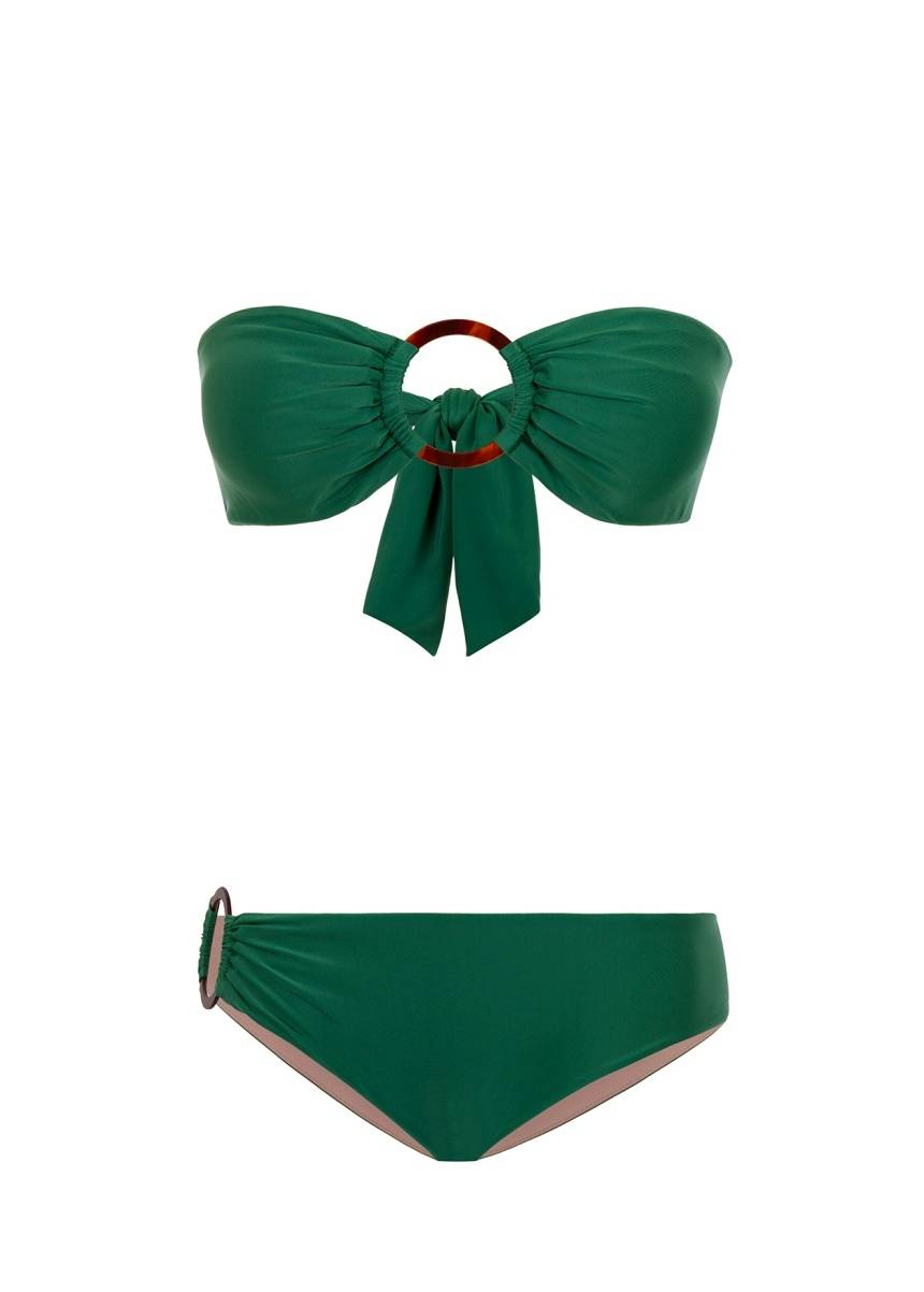 SALE Padded Bandeau Bikini mit Ringen in grün Letzte 3 Tage