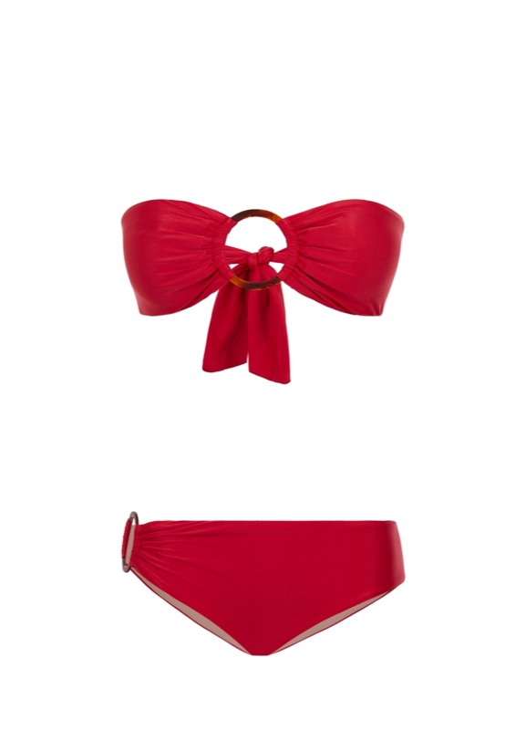SALE Padded Bandeau Bikini mit Ringen in rot Neueste Stile
