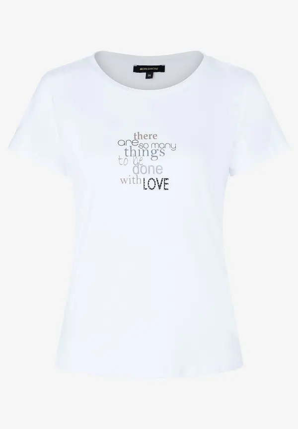 More & More T-Shirt mit Schriftzug, weiß, Herbst-Kollektion Super Sparpreis