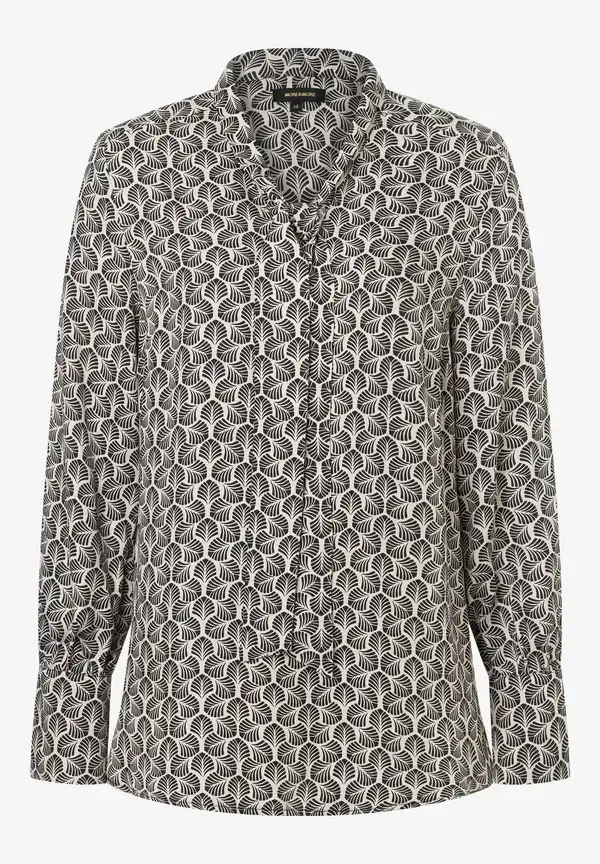 More & More Printbluse mit Schluppe, beige/schwarz, Herbst-Kollektion Letzter Tag