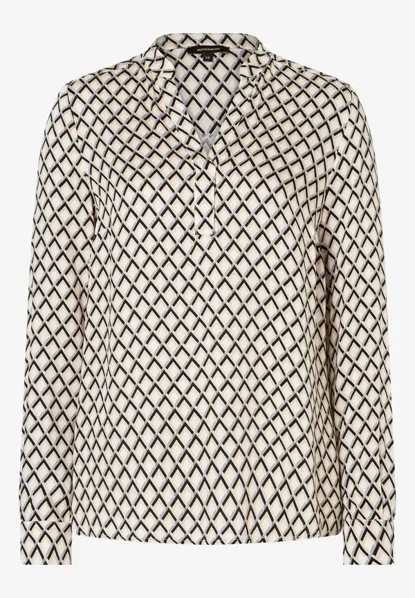 More & More Viskosebluse, schwarz/beige/ecru, Herbst-Kollektion Sonderangebot