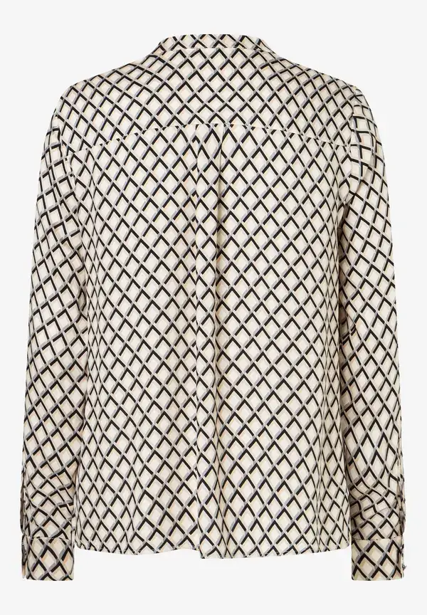 More & More Viskosebluse, schwarz/beige/ecru, Herbst-Kollektion Sonderangebot