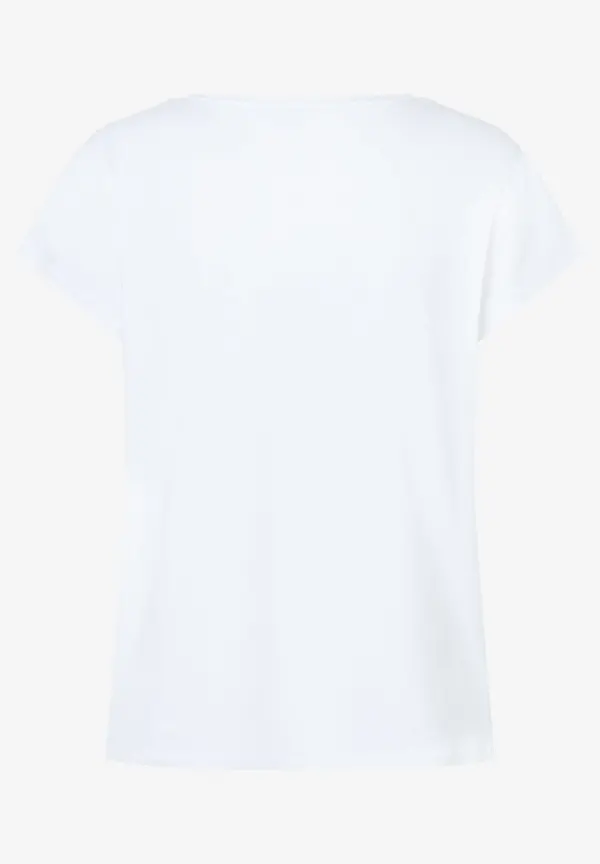 More & More T-Shirt mit Strass-Schriftzug, weiß Saisonschlussverkauf