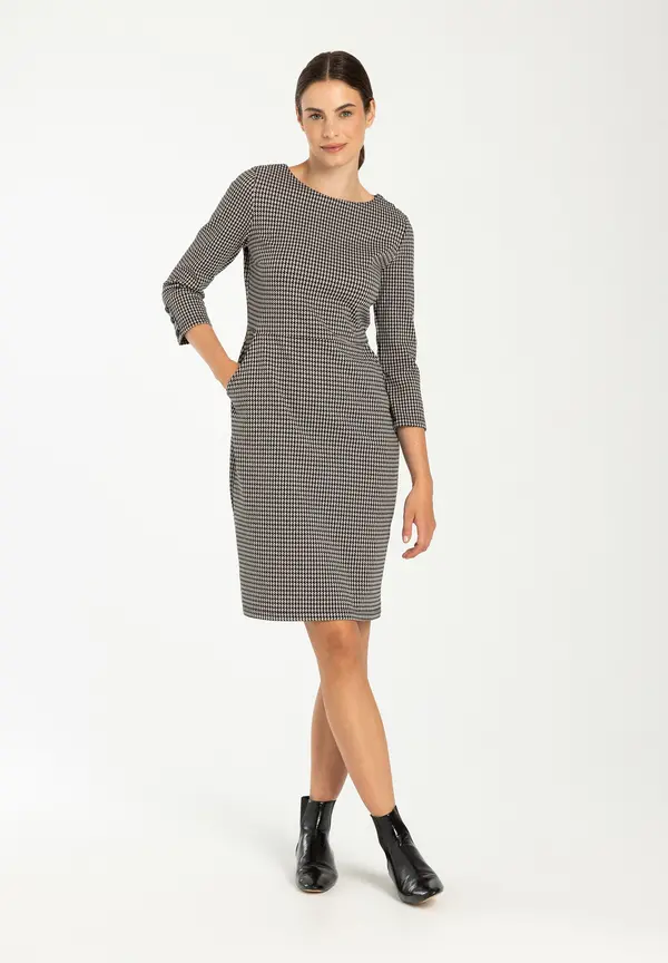 More & More Jerseykleid, Hahnentritt-Dessin, Herbst-Kollektion Muttertagsangebot