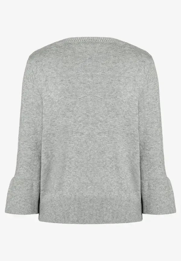 More & More Pullover mit Volantärmel, grau melange, Herbst-Kollektion Jubiläumsangebot