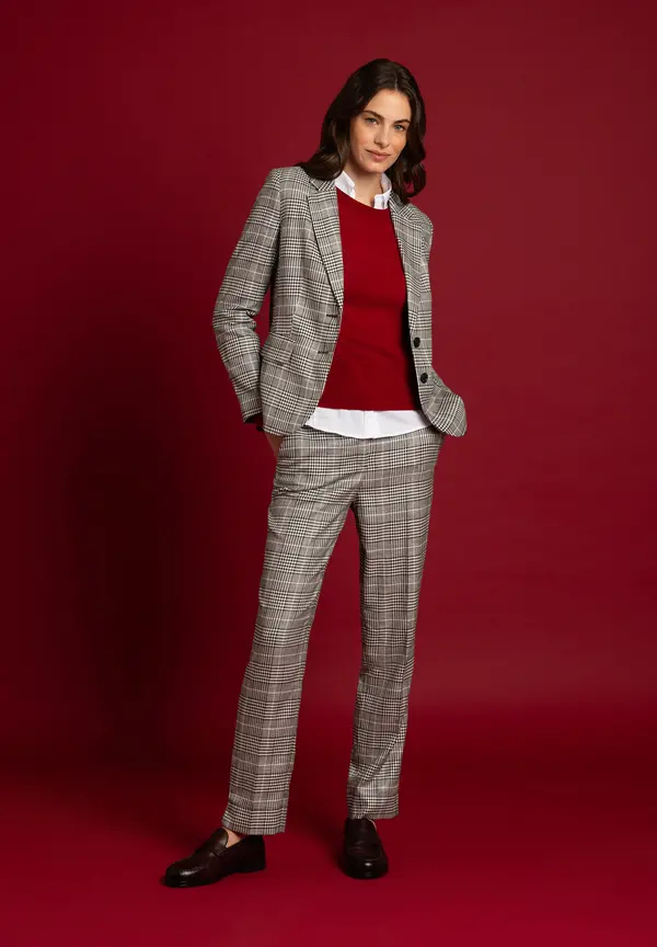More & More Glencheck Blazer, schwarz/ecru, Herbst-Kollektion Heißer Verkauf