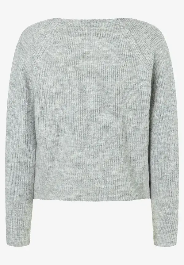 More & More Pullover mit Knotendetail, grau melange, Herbst-Kollektion Top Angebot