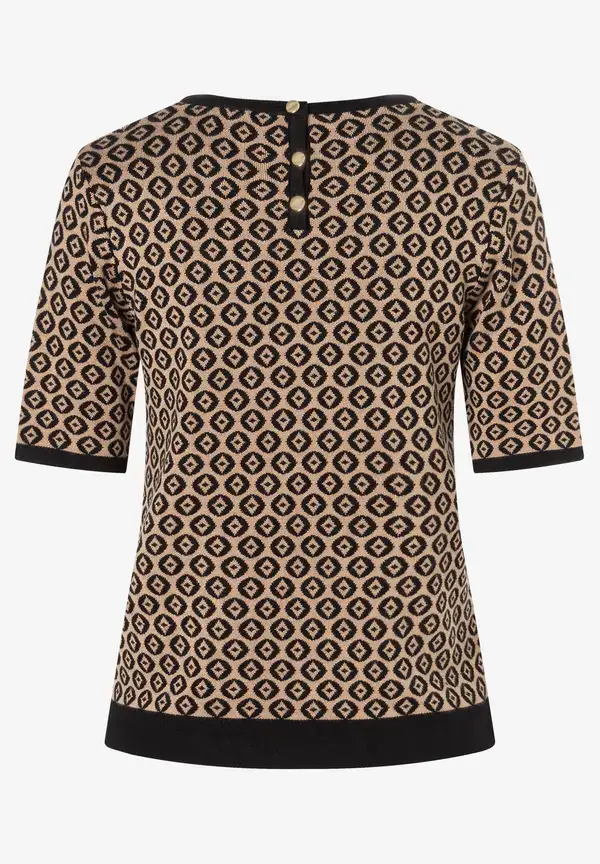 More & More Halbarm-Pullover mit Jacquardmuster, Herbst-Kollektion Neueste Mode