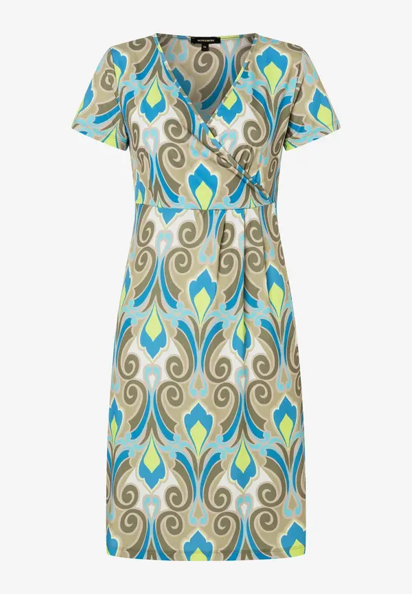 More & More Jerseykleid, Ornament-Print, lime/khaki/blau Discount Store für neue Produkte