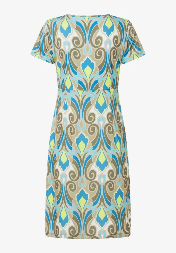 More & More Jerseykleid, Ornament-Print, lime/khaki/blau Discount Store für neue Produkte