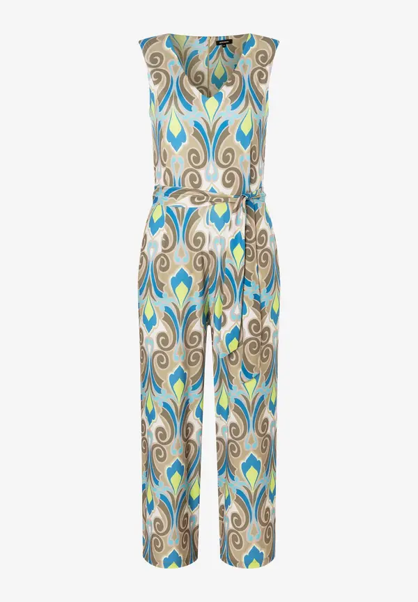 More & More Jersey Jumpsuit, Ornament-Print, lime/khaki/blau Super Rabatt