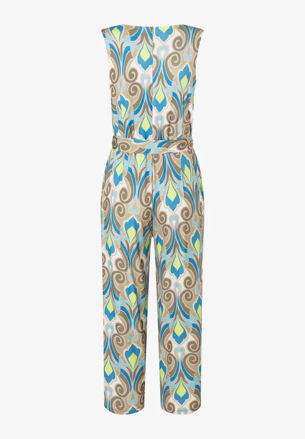 More & More Jersey Jumpsuit, Ornament-Print, lime/khaki/blau Super Rabatt