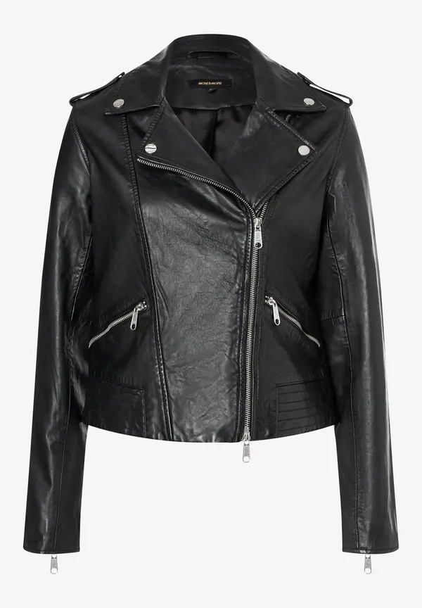 More & More Biker-Lederjacke, schwarz, Herbst-Kollektion Black Friday Preise