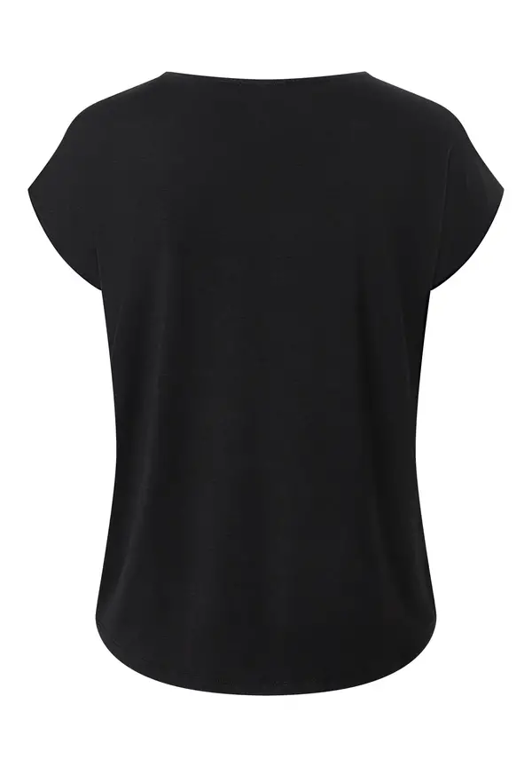 More & More Shirt mit Satinfront, schwarz Schlussverkauf