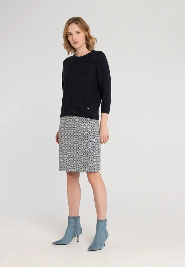 More & More Strukturpullover, 3/4 Arm, marine, Frühjahrs-Kollektion Fabrik Onlineshop
