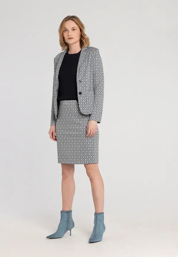 More & More Jerseyblazer mit Jacquardmuster, Frühjahrs-Kollektion Großer Ausverkauf