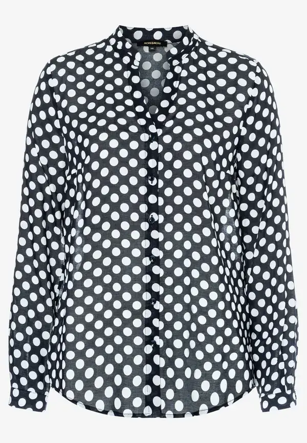 More & More Viskosebluse mit Tupfenprint, marine/weiß, Frühjahrs-Kollektion Saisonschlussverkauf