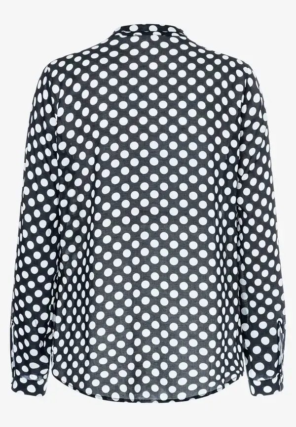 More & More Viskosebluse mit Tupfenprint, marine/weiß, Frühjahrs-Kollektion Saisonschlussverkauf