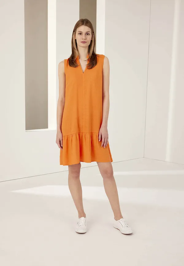 More & More Leinen/Viskose Kleid, fresh orange, Sommer-Kollektion Zeitlich begrenztes Angebot