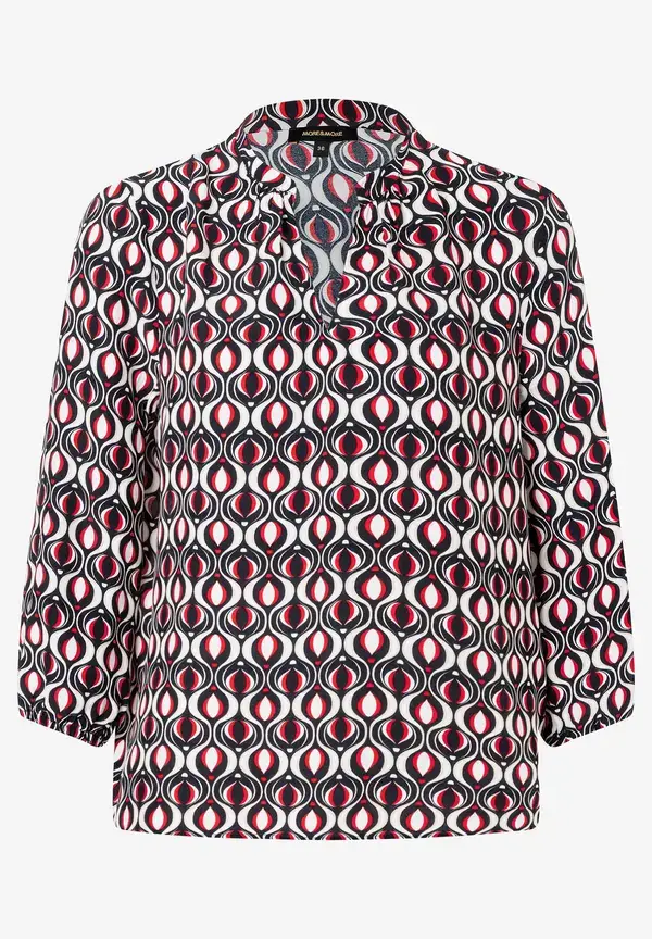 More & More Viskosebluse, grafischer Print, marine/rot, Frühjahrs-Kollektion Tägliche Deals