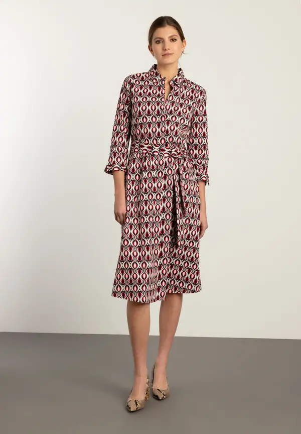 More & More Hemdblusenkleid, grafischer Print, marine/rot, Frühjahrs-Kollektion Super Sparpreis