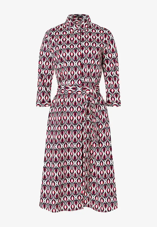 More & More Hemdblusenkleid, grafischer Print, marine/rot, Frühjahrs-Kollektion Super Sparpreis