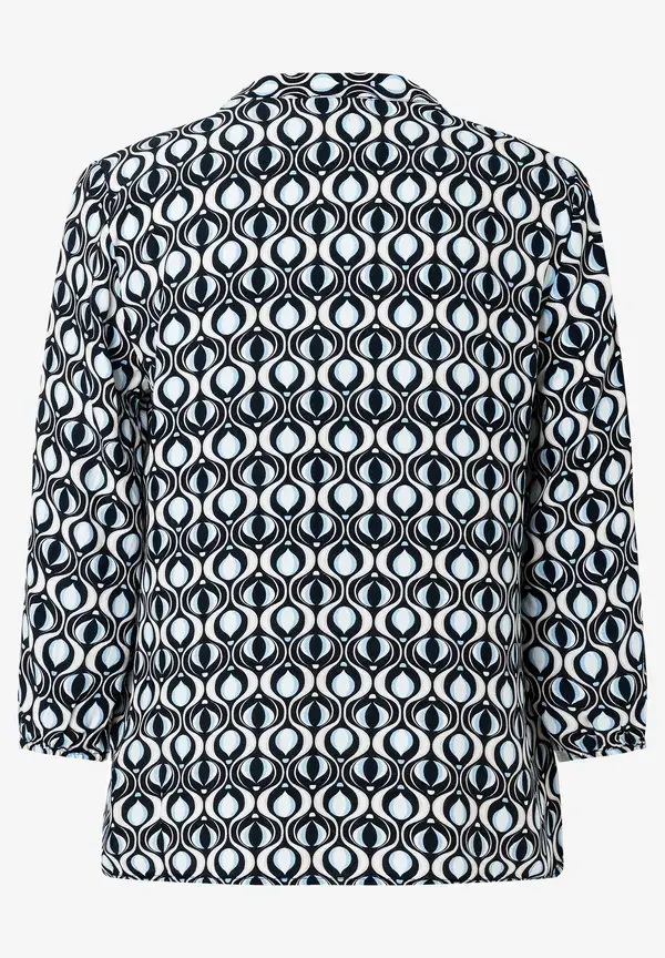 More & More Viskosebluse, grafischer Print, marine/hellblau, Frühjahrs-Kollektion Begrenzte Freigabe