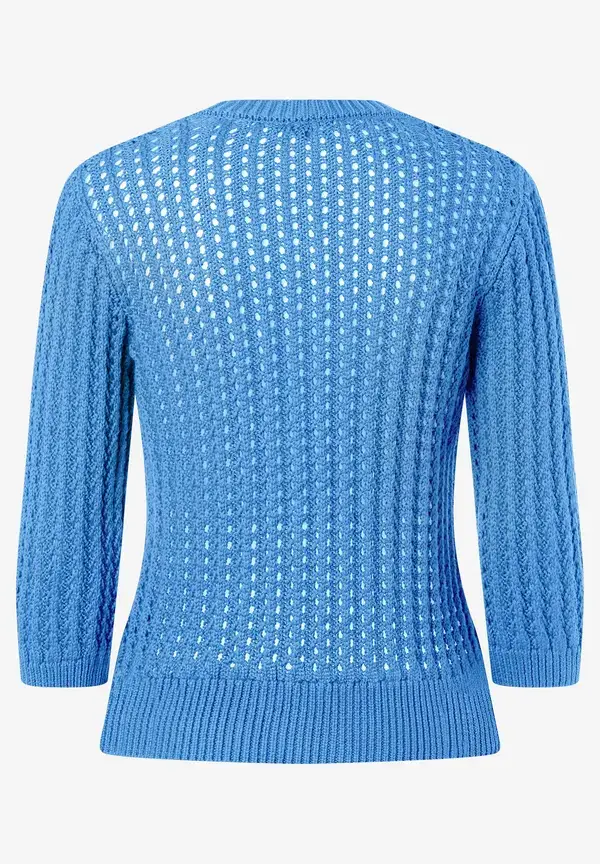 More & More Ajour Pullover mit 3/4 Arm, blue breeze, Frühjahrs-Kollektion Bis zu 50% Rabatt