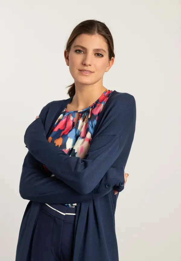 More & More langer Cardigan, estate blue, Frühjahrs-Kollektion 50% Rabatt mit kostenlosem Versand
