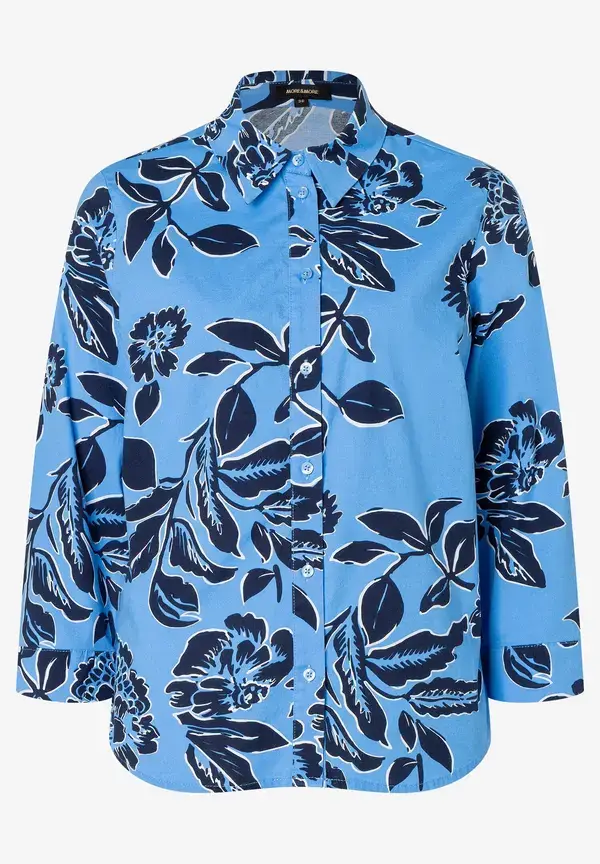More & More Hemdbluse, Flowerprint, hellblau/marine, Frühjahrs-Kollektion Kostenloser Versand international