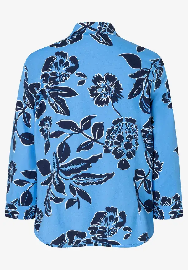 More & More Hemdbluse, Flowerprint, hellblau/marine, Frühjahrs-Kollektion Kostenloser Versand international