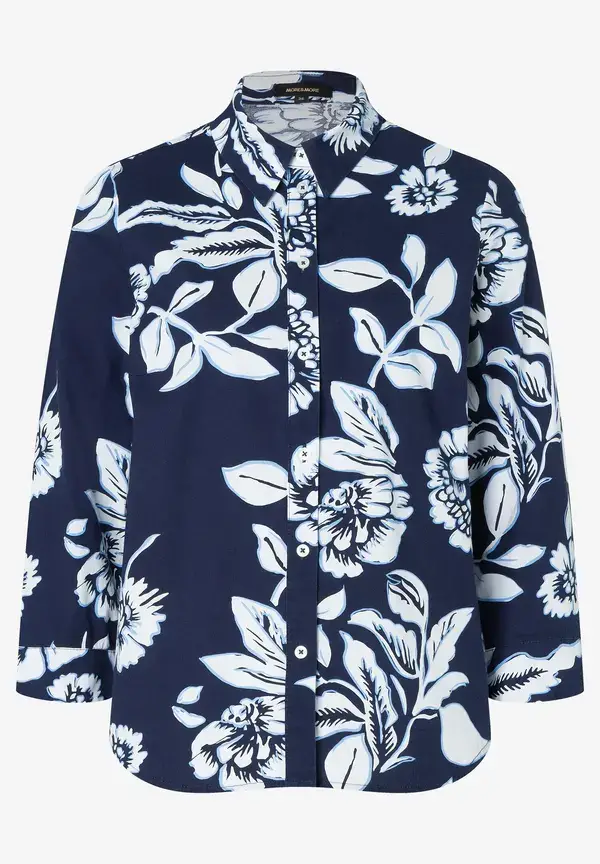 More & More Hemdbluse, Flowerprint, marine/weiß, Frühjahrs-Kollektion zollfrei