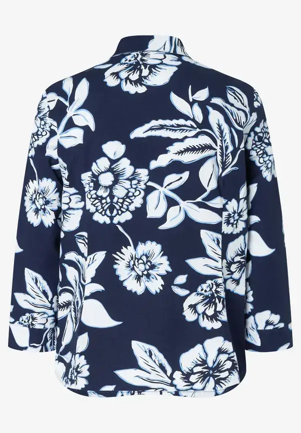 More & More Hemdbluse, Flowerprint, marine/weiß, Frühjahrs-Kollektion zollfrei
