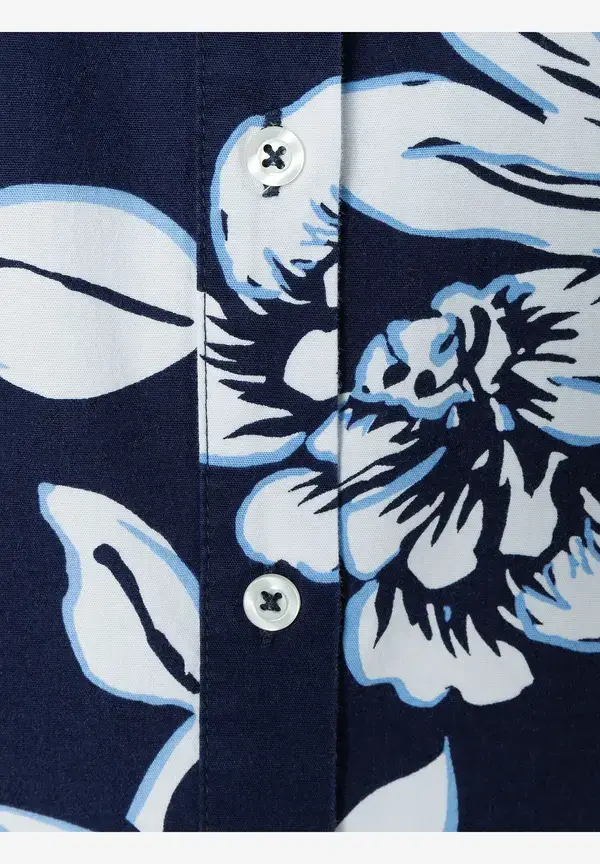 More & More Hemdbluse, Flowerprint, marine/weiß, Frühjahrs-Kollektion zollfrei