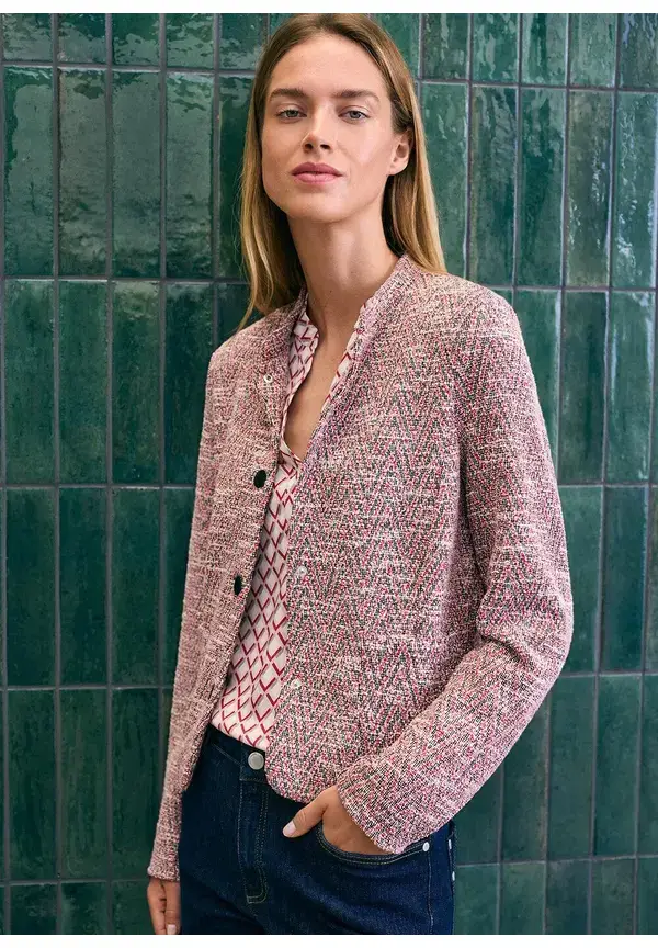 More & More Viskosebluse, rot/rosa/ecru, Herbst-Kollektion Blitzverkäufe