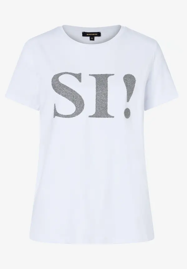 More & More T-Shirt mit Perlenaufschrift, weiß, Herbst-Kollektion Online Shopping