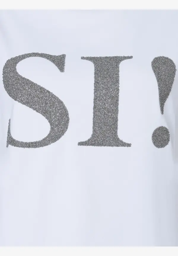 More & More T-Shirt mit Perlenaufschrift, weiß, Herbst-Kollektion Online Shopping