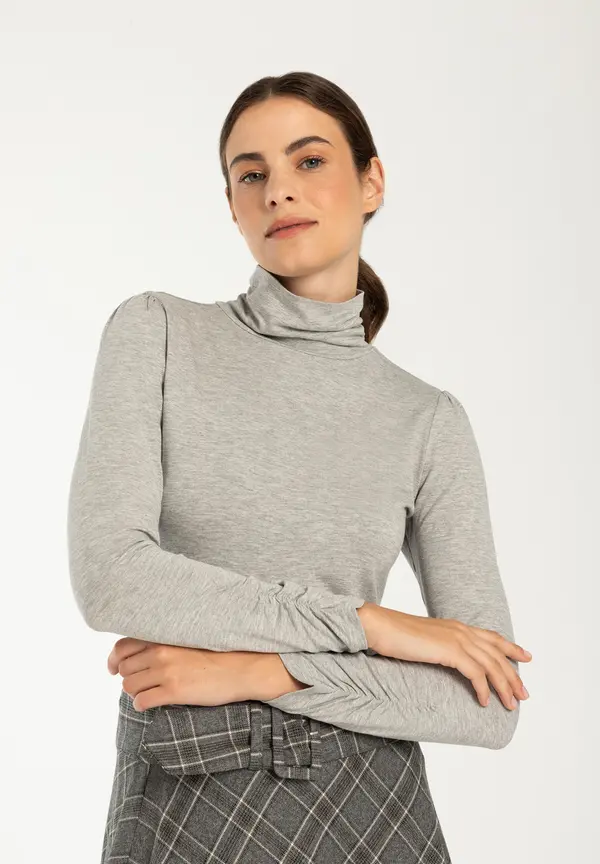 More & More Rollkragenshirt, grau melange, Herbst-Kollektion Saisonschlussverkauf