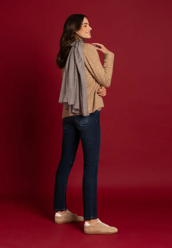 More & More Schal mit Minimal-Print, beige/schwarz/ecru, Herbst-Kollektion Osterangebot