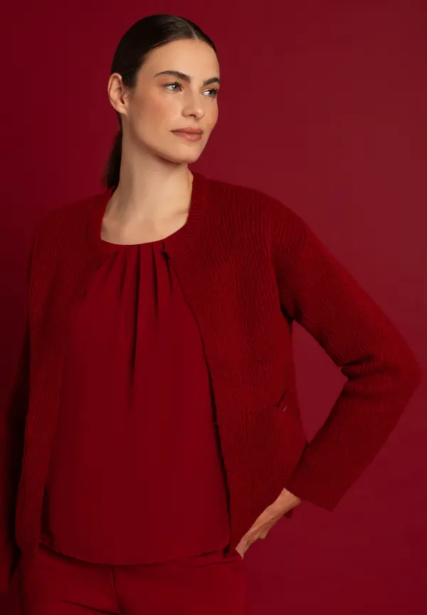 More & More Rippen-Strickjacke, rot, Herbst-Kollektion Jubiläumsangebot