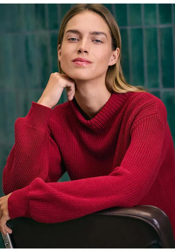 More & More Rippstrick-Pullover, rot, Herbst-Kollektion Online Outlet