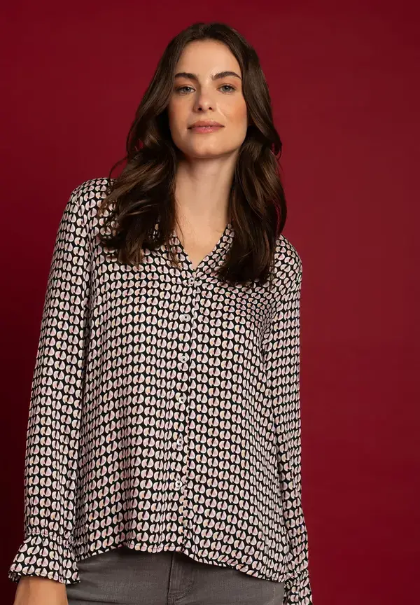 More & More Viskosebluse, grafischer Print, Herbst-Kollektion Tiefpreis