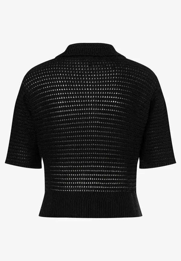 More & More Ajour Pullover mit Kragen, schwarz, Frühjahrs-Kollektion Bis zu 50% Rabatt