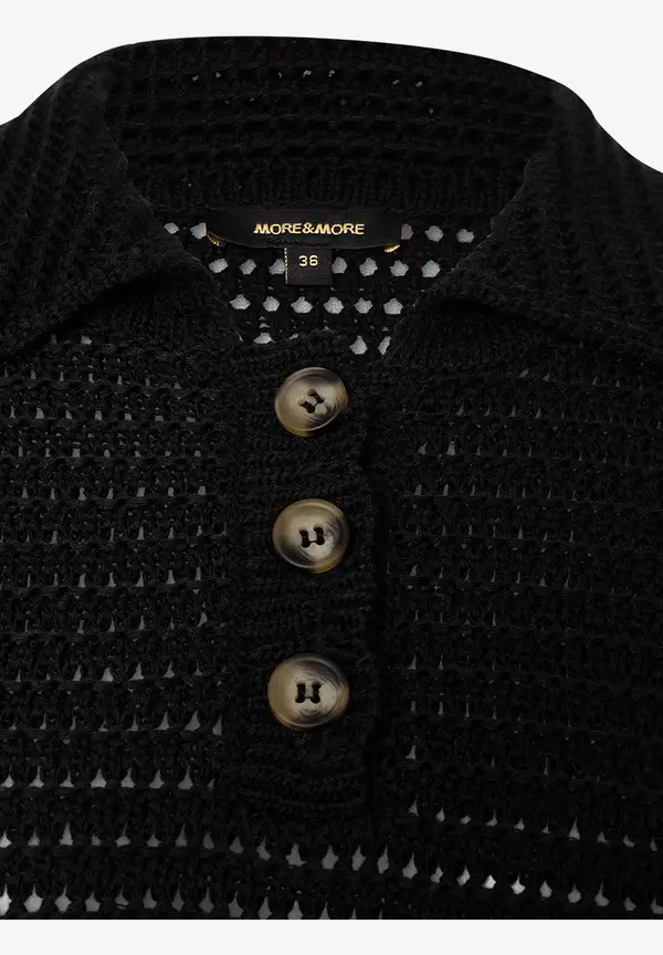 More & More Ajour Pullover mit Kragen, schwarz, Frühjahrs-Kollektion Bis zu 50% Rabatt